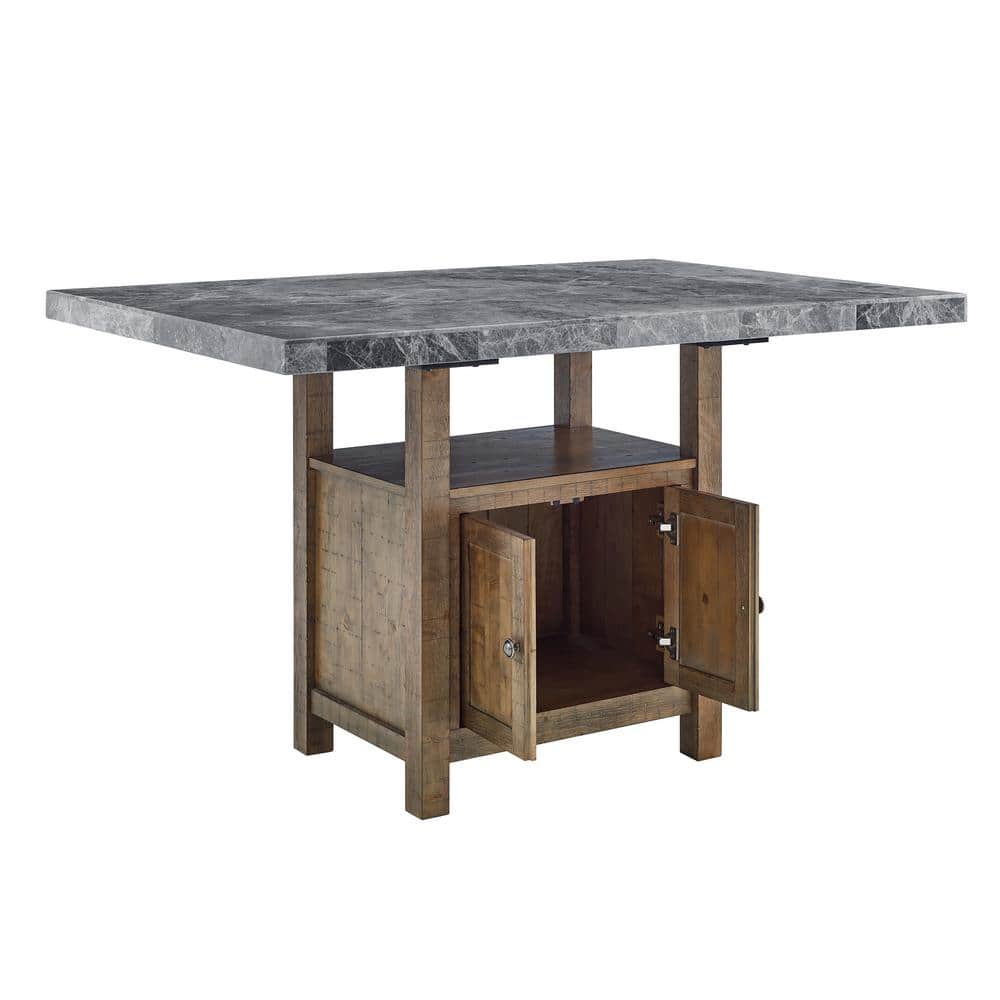 Grayson Gray Marble and Driftwood 7-Piece Counter Dining Set