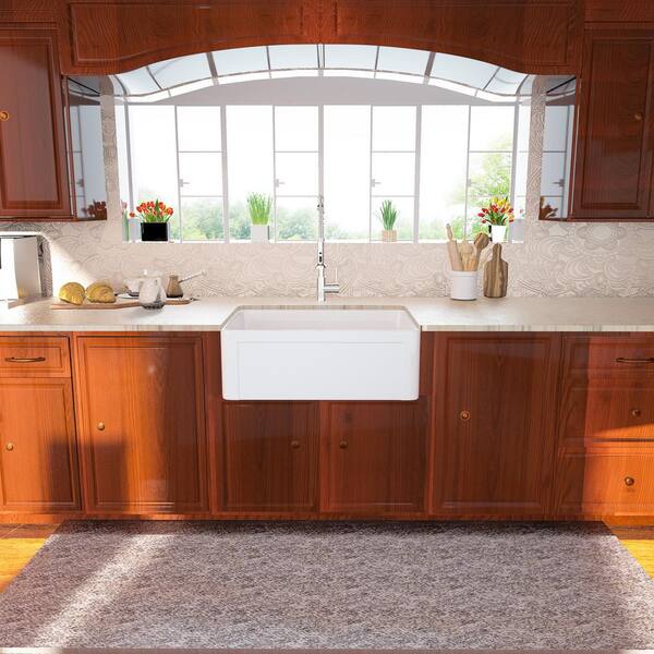 Lordear White Ceramic Fireclay 30 In Single Bowl Farmhouse Kitchen Sink Lmaw30209r1 The Home Depot