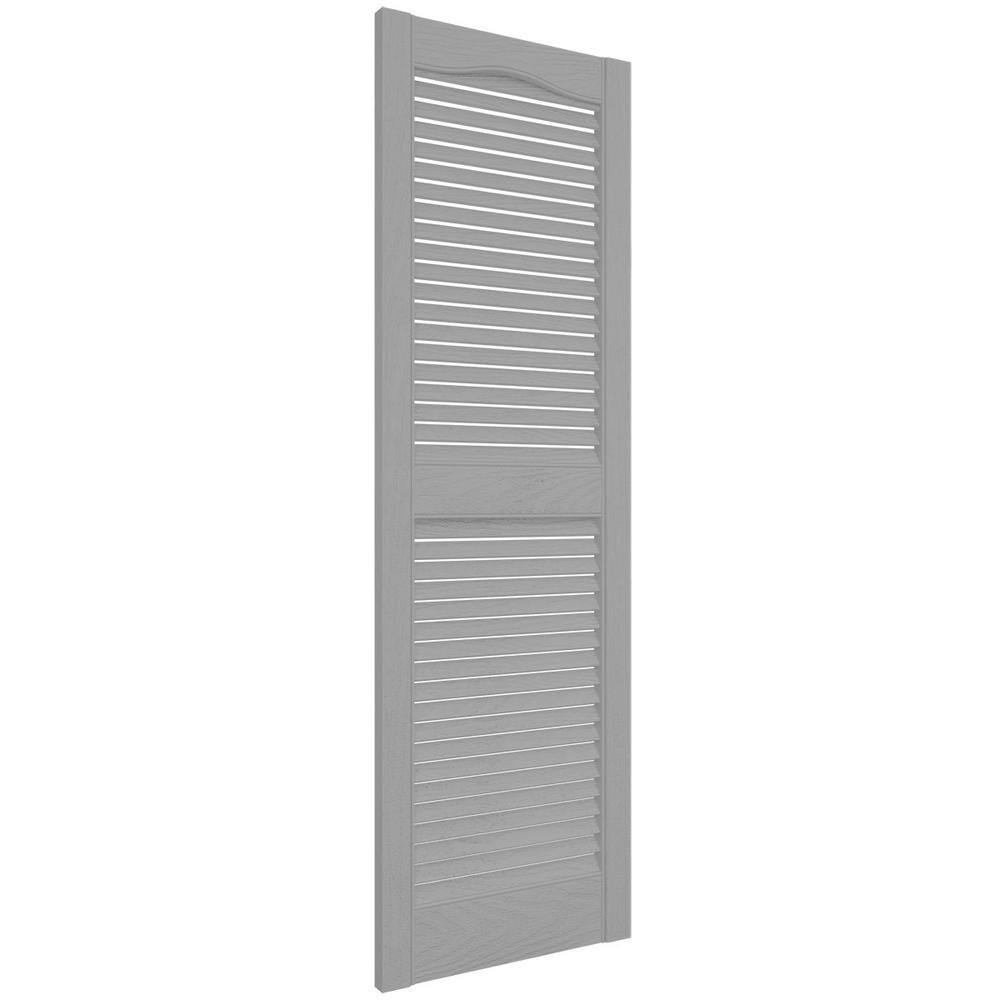 43" Beige Vinyl Louvered Decorative Shutters Pair