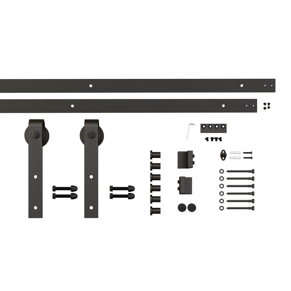 Calhome 88" x 84" White Solid Pine Double Barn Door with Oil-Rubbed Bronze Hardware