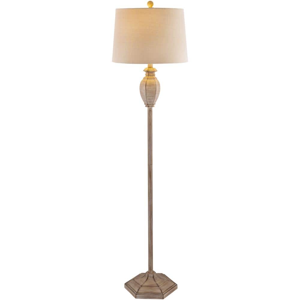 Eburne Classic Gray Floor Lamp with Linen Polyester Shade