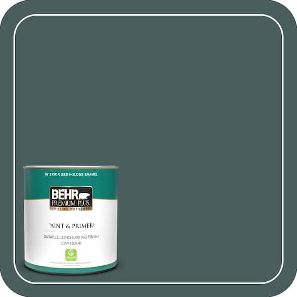 BEHR PREMIUM PLUS 1 qt. #N430-7 Silken Pine Semi-Gloss Enamel Low Odor Interior Paint & Primer