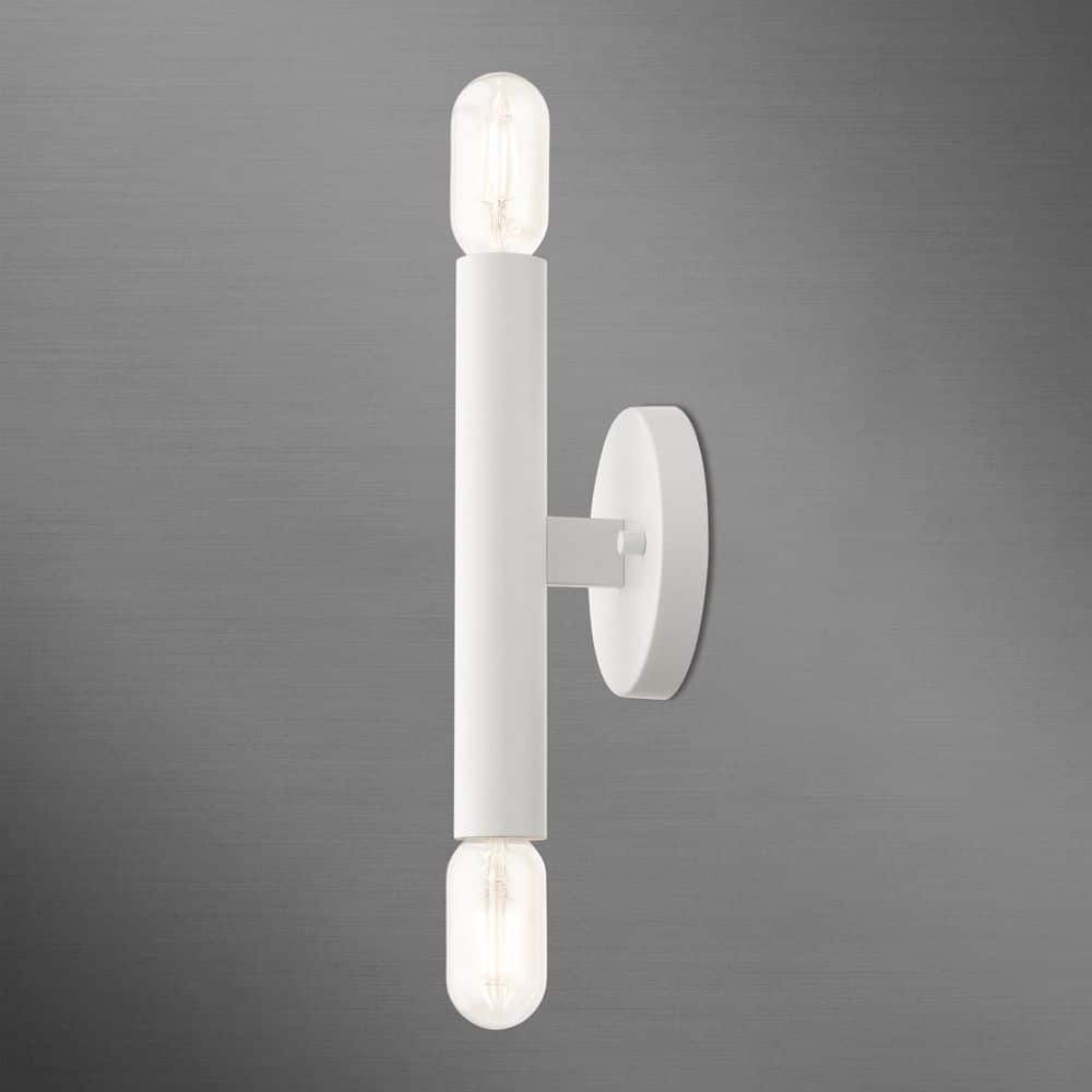 White Steel 2-Light Dimmable Wall Sconce