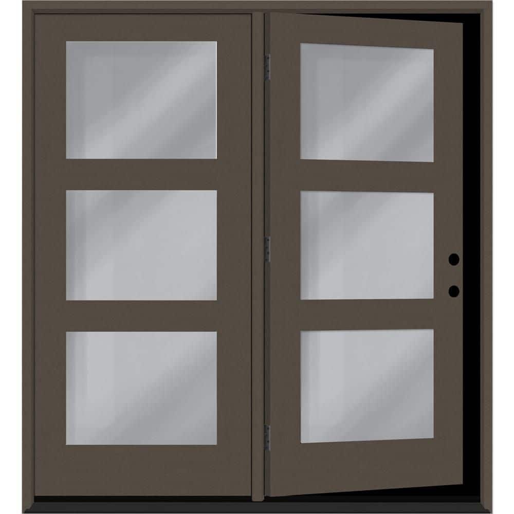 "Regency 72 in. x 80 in. Modern 3L Equal ClearGlass Ashwood LH Center-Hinged Stained Fiberglass Retro Patio Door w/6""Jamb" price history on PriceWatchPro