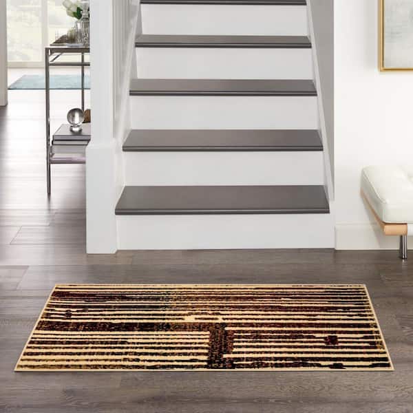 Grafix Brick Multicolor doormat 2 ft. x 4 ft. Abstract Contemporary Area Rug
