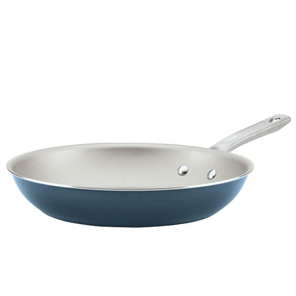 Ayesha Curry Home Collection 10 in. Twilight Teal Porcelain Enamel Non-Stick Skillet