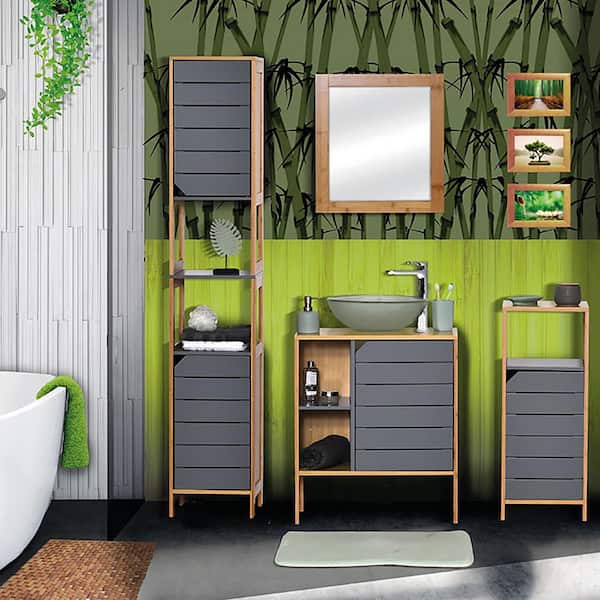 Evideco Noumea 23 10 In W X 11 14 In D X 27 10 In H Freestanding Bath Vanity Cabinet Only Non Pedestal In Mdf Brown And Grey 9900260 The Home Depot