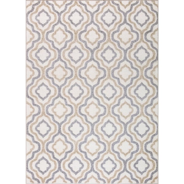 Concord Global Trading Charlotte Collection Crystal Ivory 5 ft. 3 in. x 7 ft. 3 in. Area Rug
