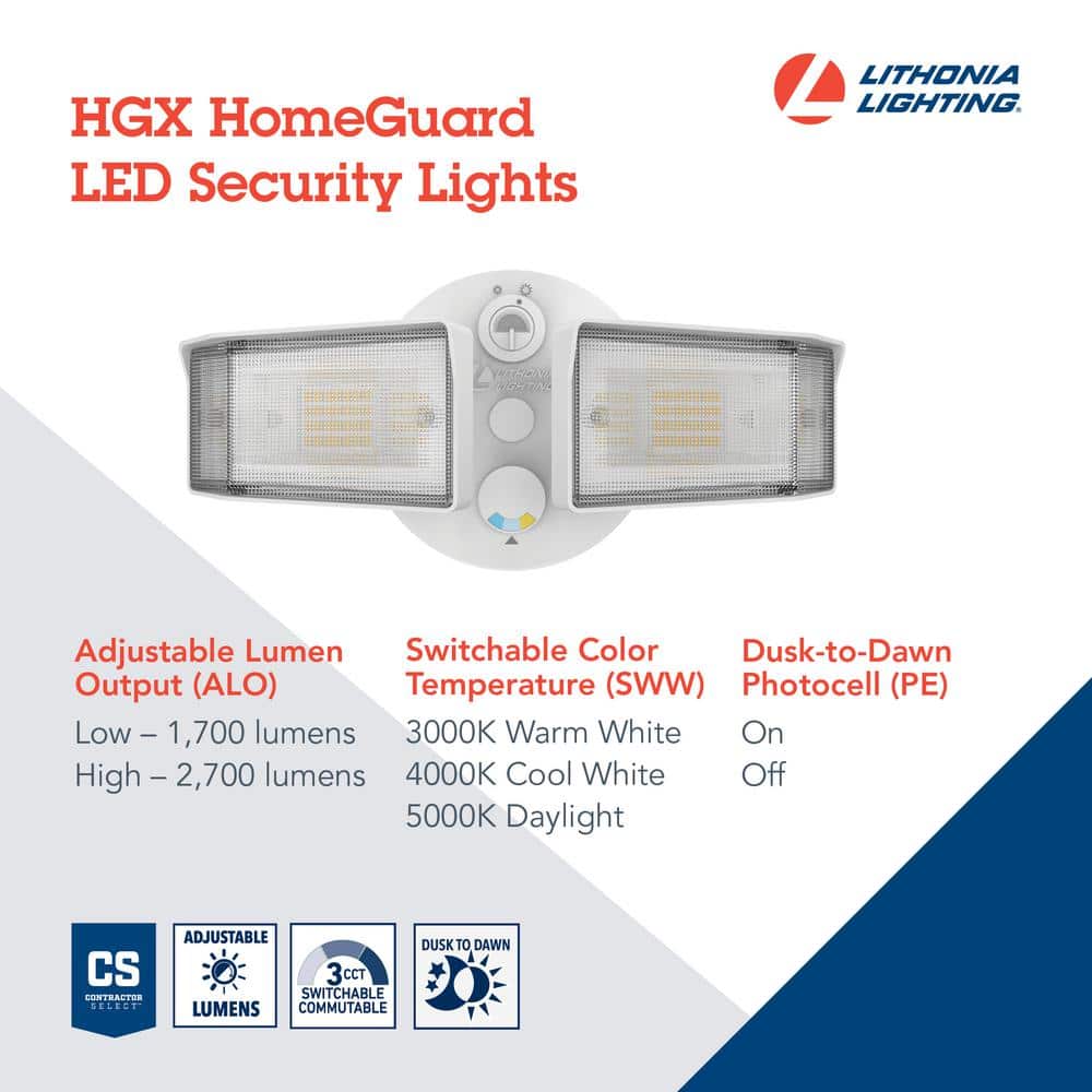 White Dual Head LED Outdoor Security Flood Light