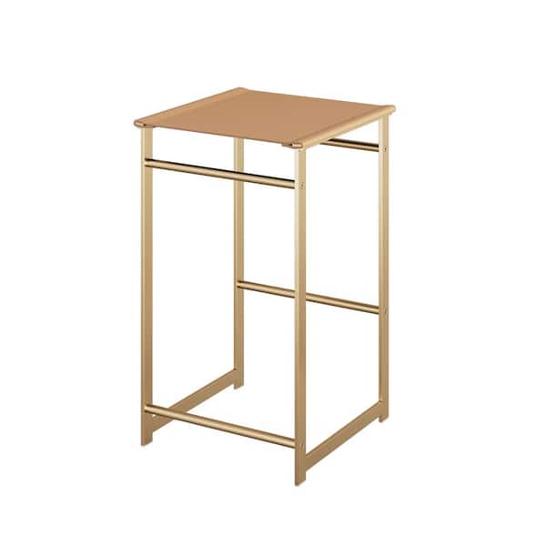AUTMOON 29 in. H Gold Metal Outdoor Bar Stool in Khaki (1-Pack)