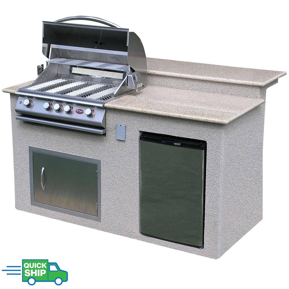 Bull BBQ Fully-Assembled 8 Ft. Outdoor Kitchen BBQ Island with 30-Inch  Angus Grill, Fridge, Single Side Burner and 30-Inch Access Door & Double  Drawer