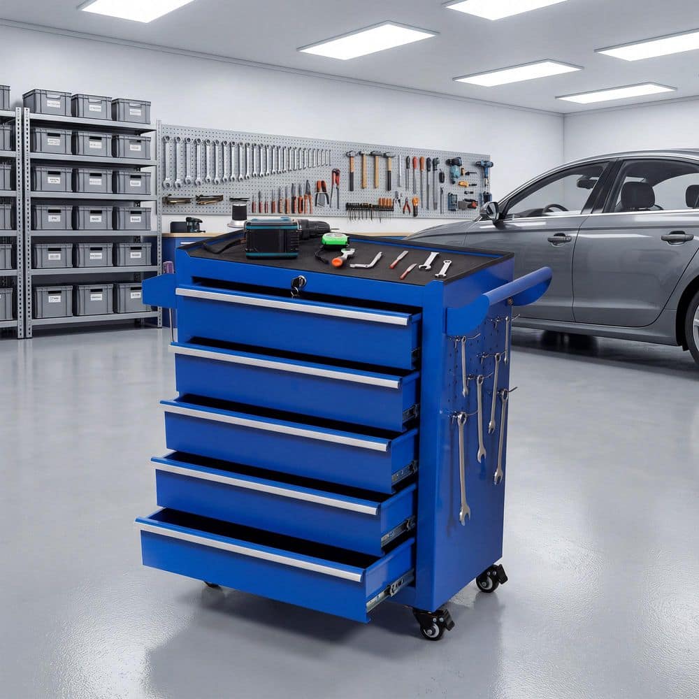 Boyel Living Blue 31.5 in. H 5-Drawer Tool Storage Cabinet on