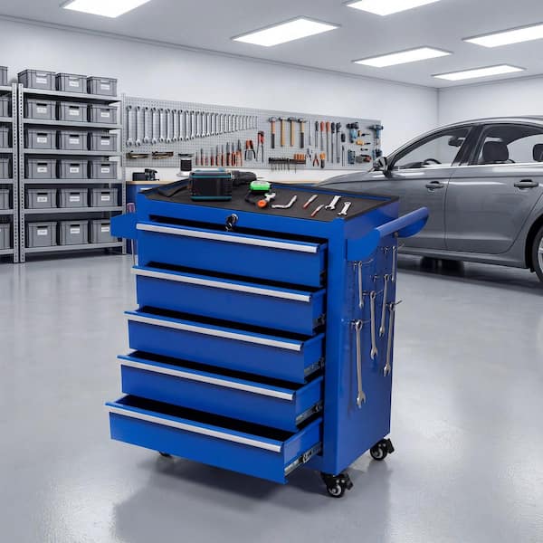Boyel Living Blue 31.5 in. H 5-Drawer Tool Storage Cabinet on