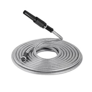0.55 in. Dia x 25 ft. Light-Weight Garden Hose Stainless Steel Flexible Water Pipe 6-Patterns Adjustable Nozzle (1-Pack)