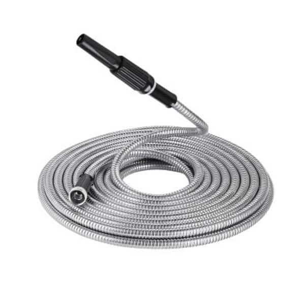 ITOPFOX 0.55 in. Dia x 25 ft. Light-Weight Garden Hose Stainless Steel Flexible Water Pipe 6-Patterns Adjustable Nozzle (1-Pack)