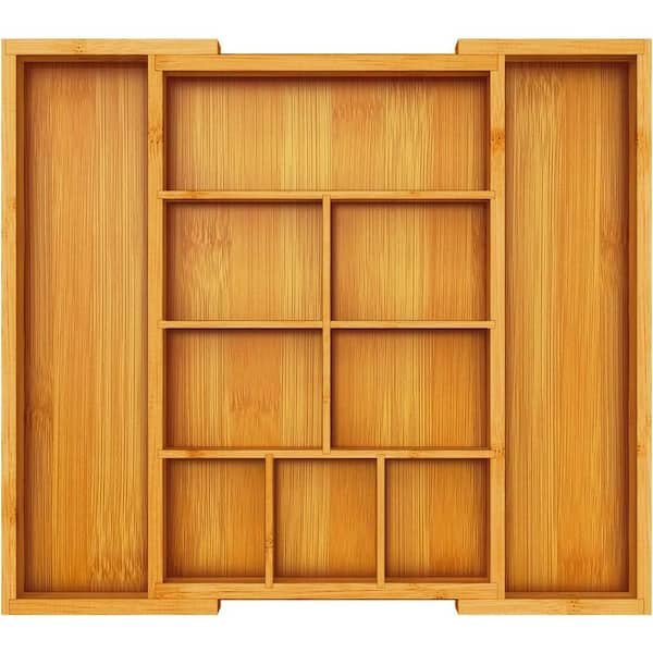 Cubilan 2 in. Yellow Bamboo Expandable Drawer Organizer
