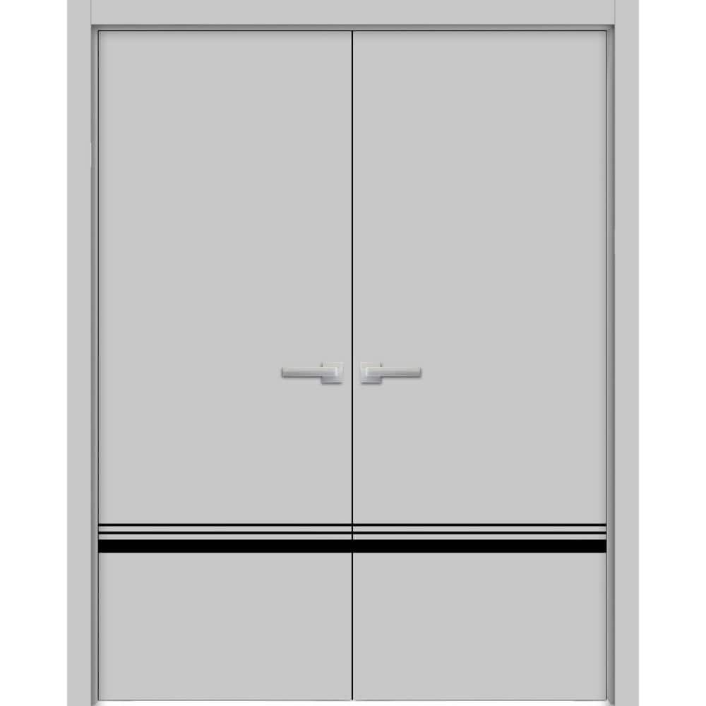 60 in. x 84 in. Matte Grey Finished Universal/Reversible Frosted Glass Solid Wood Assembly Required Interior Door Kit price history on PriceWatchPro