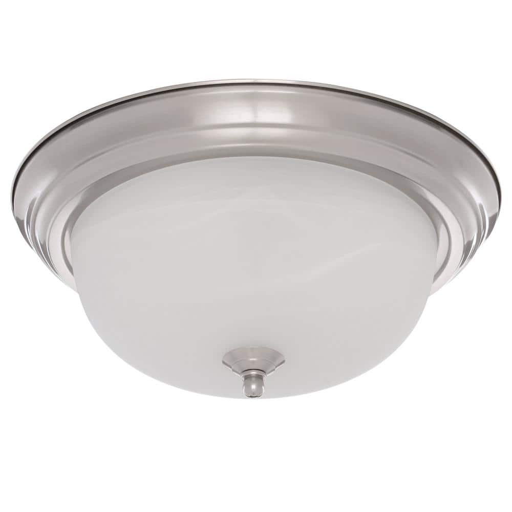 Brushed Nickel Alabaster Glass Flush Mount Ceiling Light