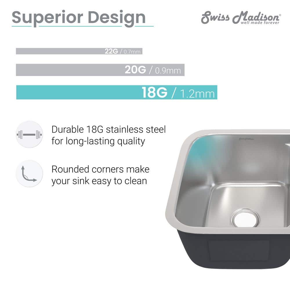 Toulouse 29 x 18 Stainless Steel Dual Basin Undermount Kitchen Sink