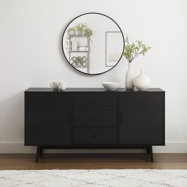 CROSLEY FURNITURE Lucas Black MDF 58 in. Sideboard
