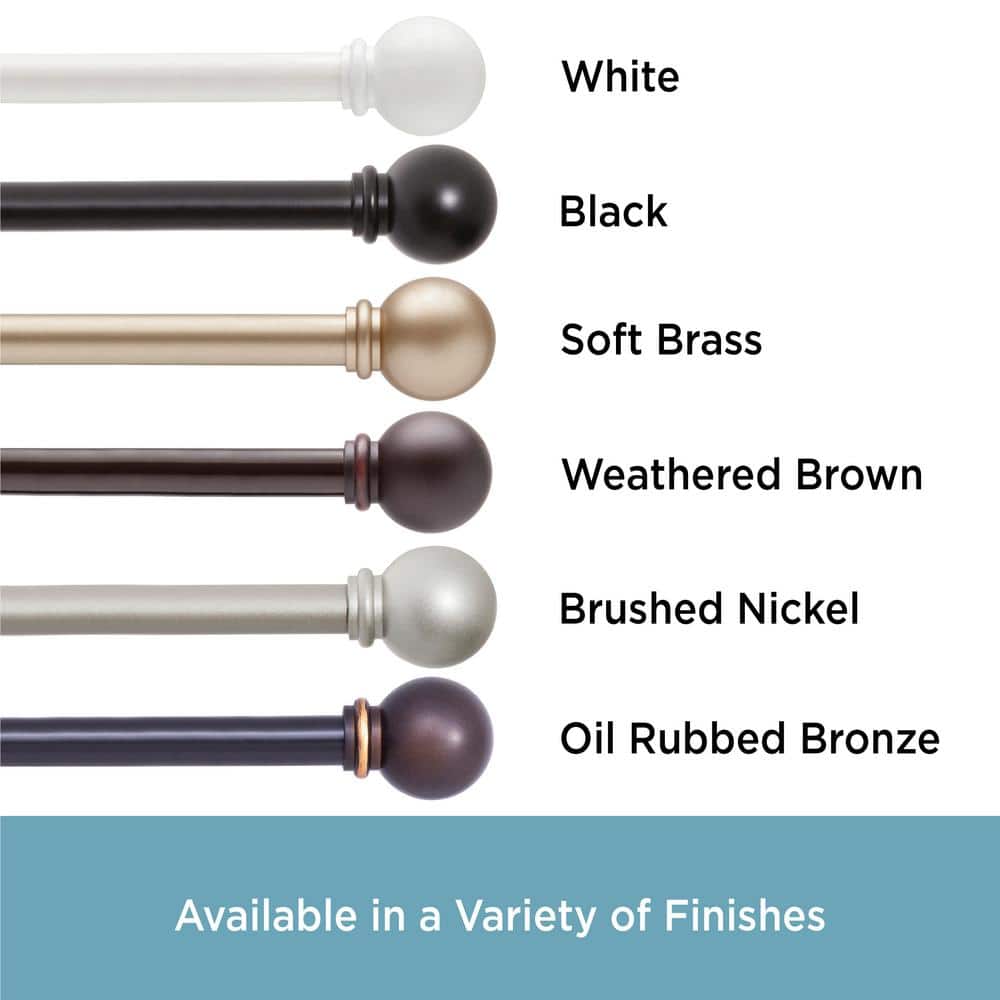 Adjustable Black Steel Window Curtain Rod with Ball Finials