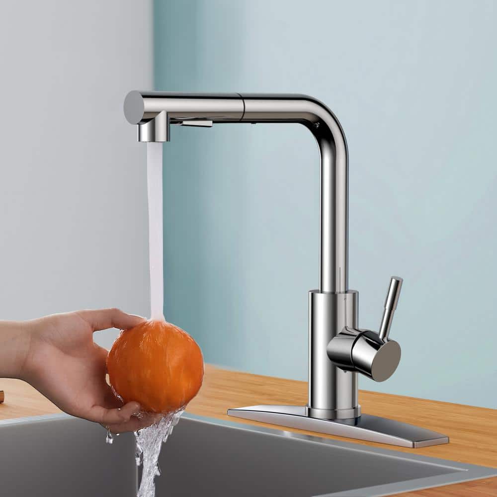 Chrome Pull-Down Kitchen Faucet with Ceramic Valve