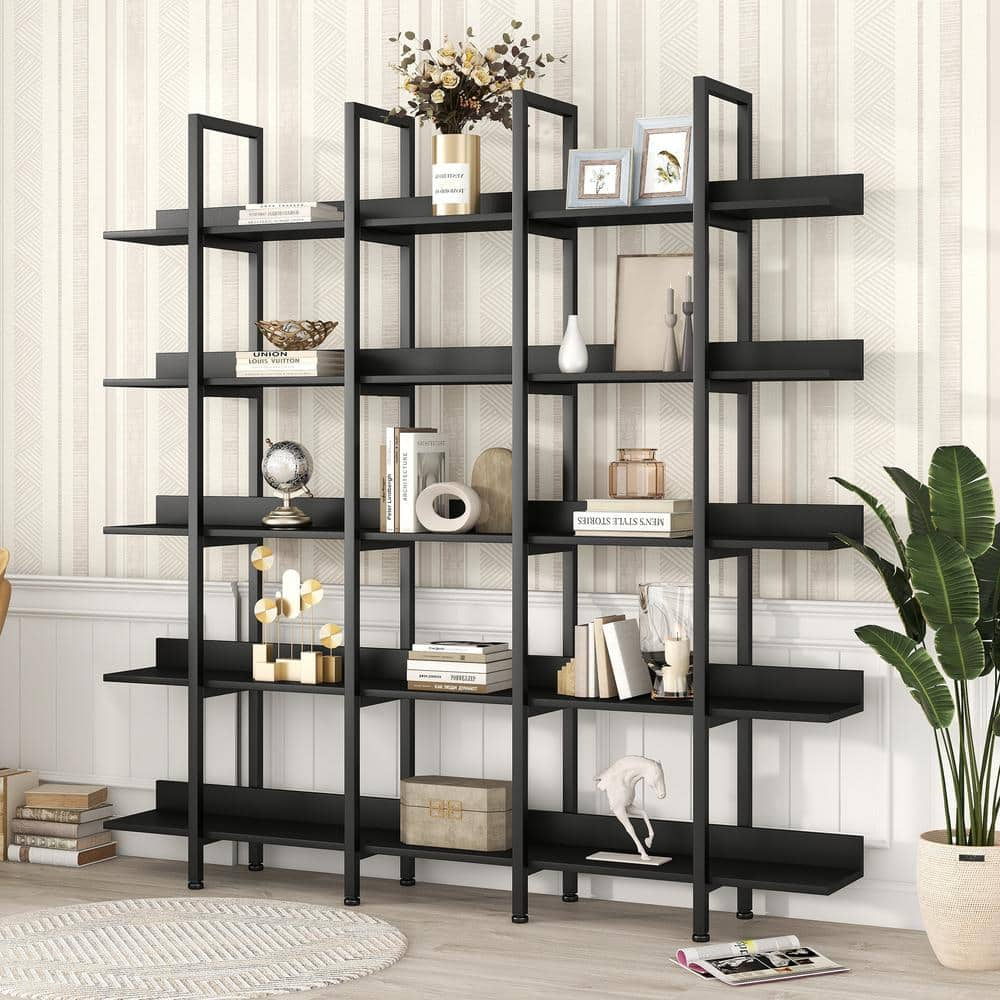 aisword 70.9 in. 5 Tier Bookcase Home Office Open Bookshelf, Vintage ...