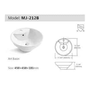 17 in. White Ceramic Round Above Counter Sink Basin