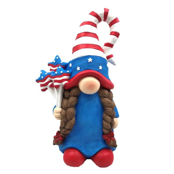 Zaer Ltd. International Magnesium Garden Gnome Girl with Flag Starts