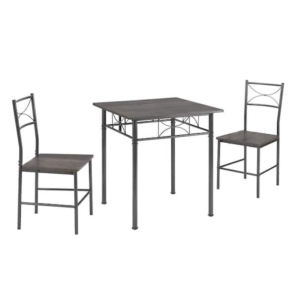 Tileon 3-Piece Kitchen Dining Room Table Set Gray Chair