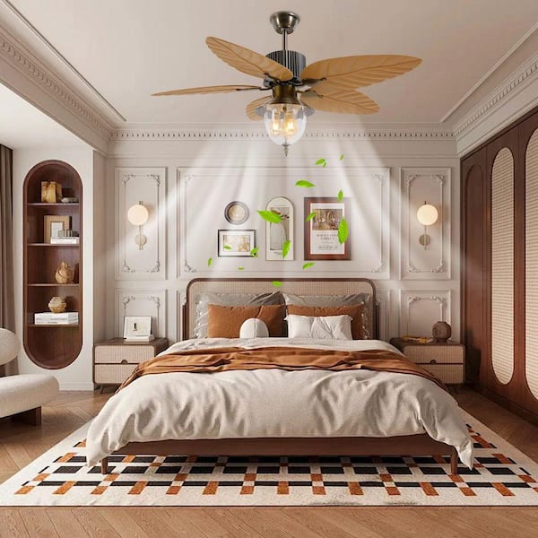 Ventilatore A Soffitto Industriale Con Luce 5 Pale Reversibili | Stile Tropicale Gabbia | Telecomando