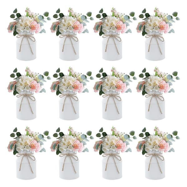 5 in. Height White Metal Iron Round Decorative Vase Flower Vase (Set of 12)