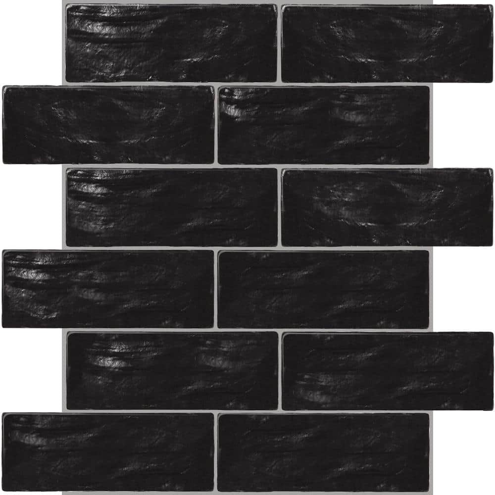 Black 2.5" x 8" Glossy Ceramic Subway Tile