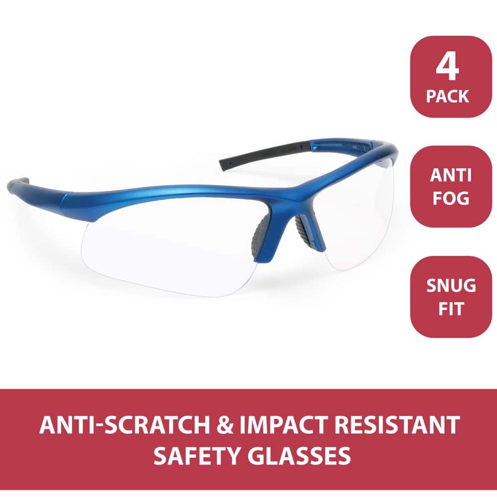 BISON LIFE Clear/Blue, Sport Mirror Safety Glasses, ANSI Z87 Plus