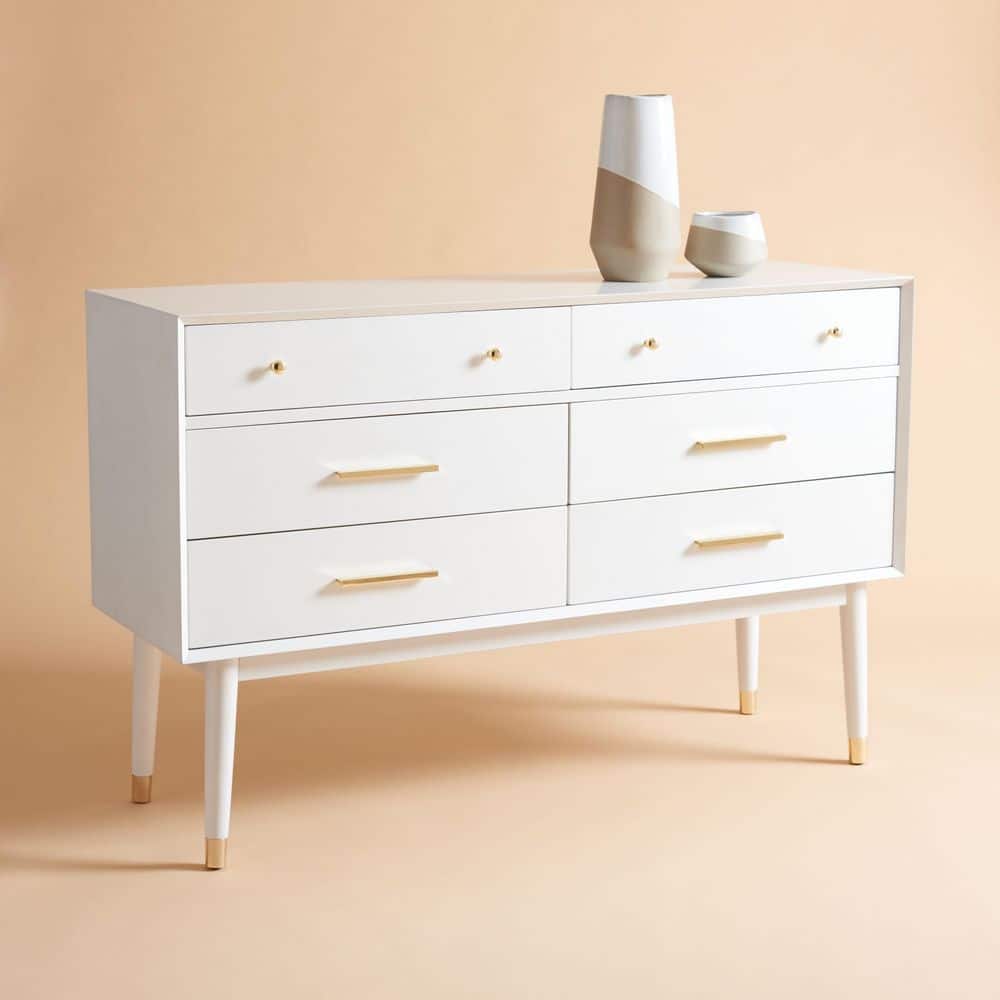 Madden White/Brass 6 drawer 56 in. Wide Dresser price history on PriceWatchPro