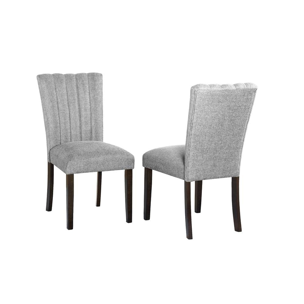Best Quality Furniture Aron Grey Linen Fabric With 4 Legs Dining Chairs