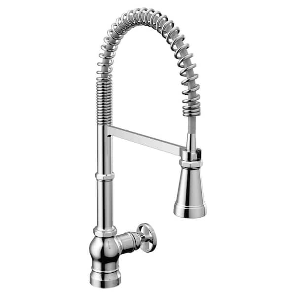 Paterson Chrome 23.38 in. H Spring Pull Down Sprayer Kitchen Faucet with 360 Degree Spout Swivel and Power Boost