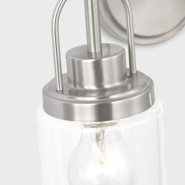 Generation Lighting - Studio Anders Medium 14 in. 2-Light Brushed Nickel Bathroom Bedroom Wall Vanity Light with Clear Glass Shades