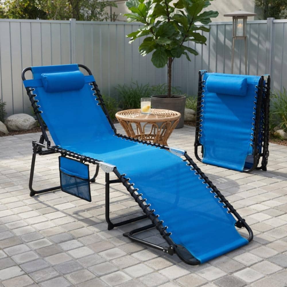 Blue Foldable Recliner With Adjustable Backrest And Footrest For Outdoor Use price history on PriceWatchPro