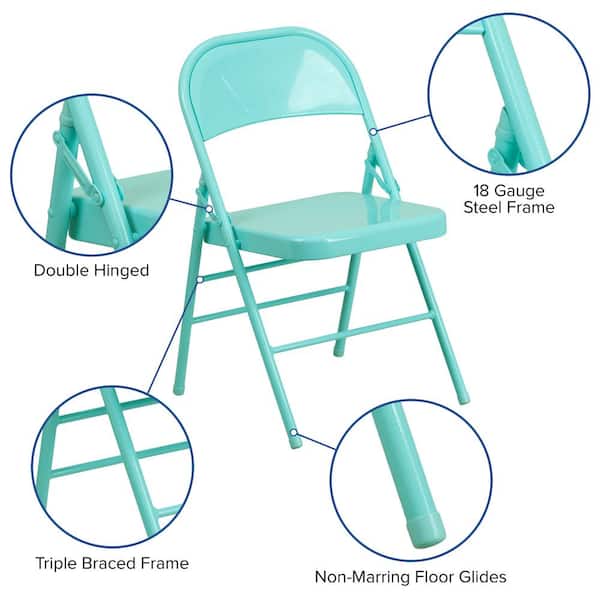 Carnegy Avenue Tantalizing Teal Metal Folding Chair (2-Pack