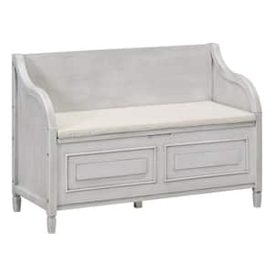 Gray Wash Dining Bench Back with Hidden Storage Space and Safety Hinge 42 in.