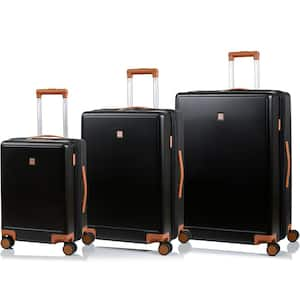 Vintage Muse 28 in., 24 in., 20 in. Black Tan Hardside Luggage Set with Spinner Wheels (3-Piece)