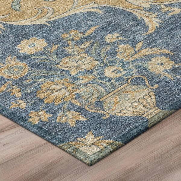Chantille Machine Washable Indoor/Outdoor Abstract ACN3080 Navy 8 ft. x 8 ft. Round Rug