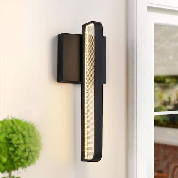 Rennnsan Andy 13 in. Medium Modern Black Integrated LED Outdoor Wall Light Sconce