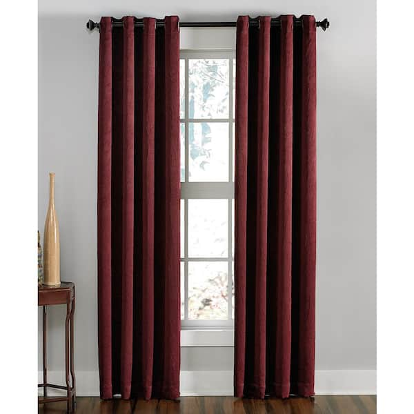 Curtainworks Wine Solid Grommet Room Darkening Curtain - 50 in. W x 108 in. L