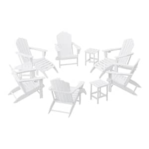 Aderson 12-Piece All Weather Fade Resistant Outdoor Patio Plastic Adirondack Chair Conversation Lounge Set in White