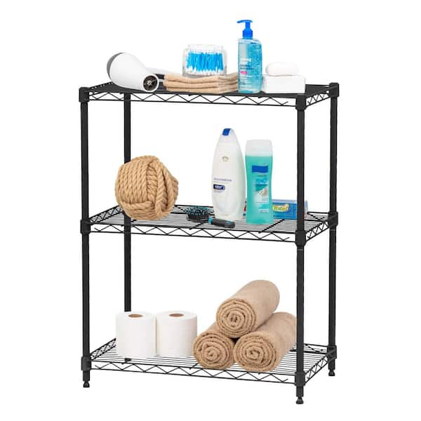 HDX 3-Tier Steel Wire Shelving Unit in Black (24 in. W x 30 in. H x 14 in.  D) 31424BPS - The Home Depot