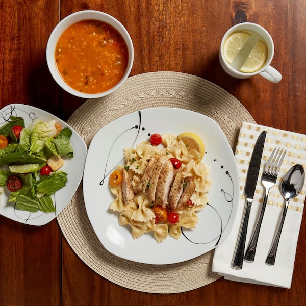 16-Piece Casual White with Pattern Ceramic Dinnerware Set (Service for 4)