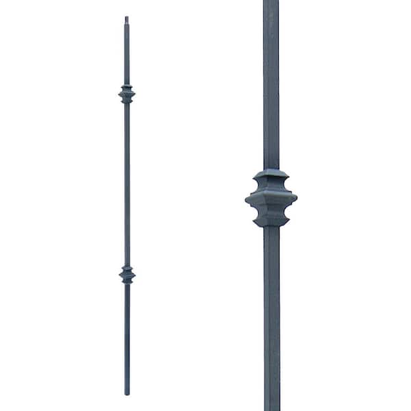 EVERMARK Stair Parts 44 in. x 1/2 in. Satin Black Double Knuckle Iron Baluster for Stair Remodel