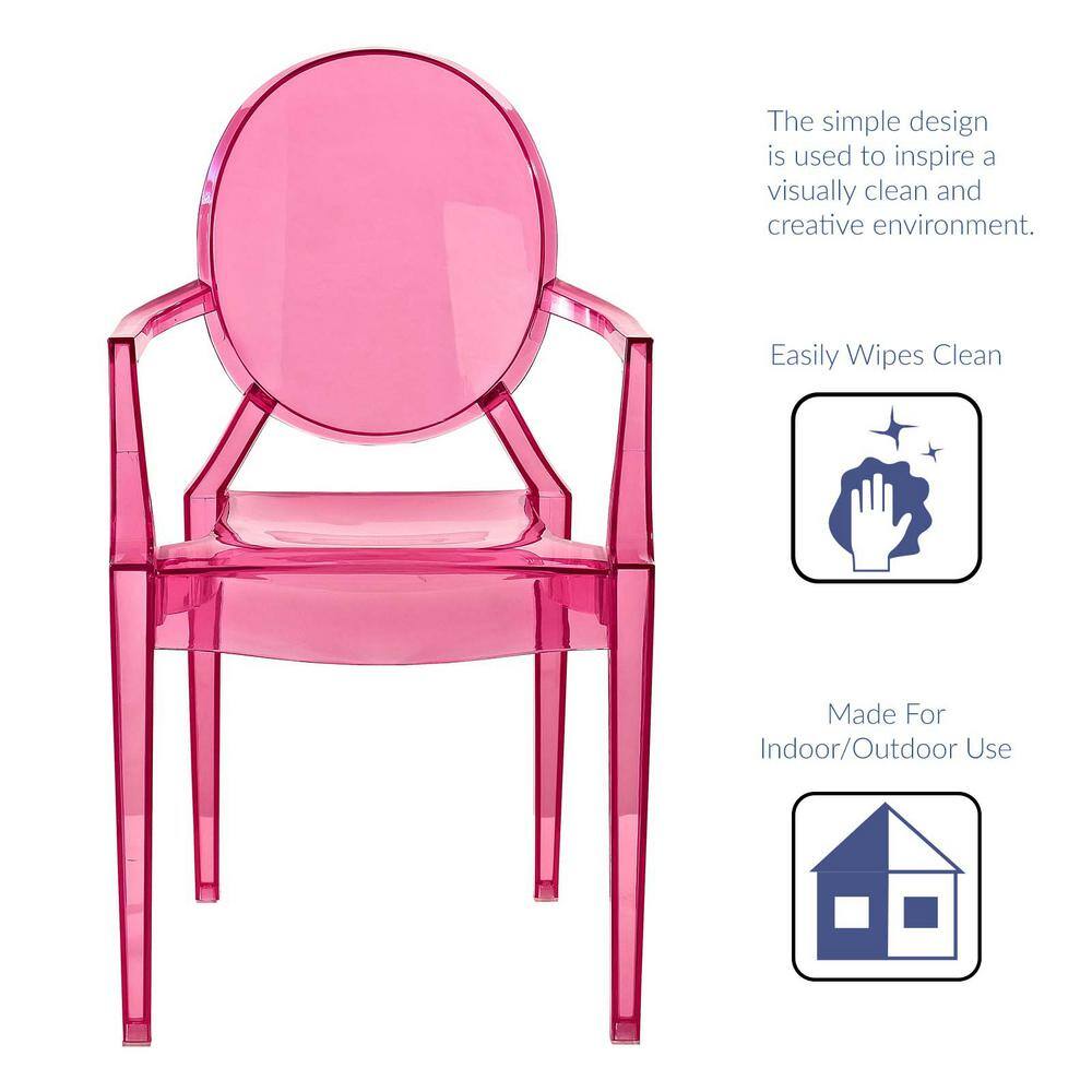 Pink Low Plastic Arm Chair for Indoor/Outdoor Use